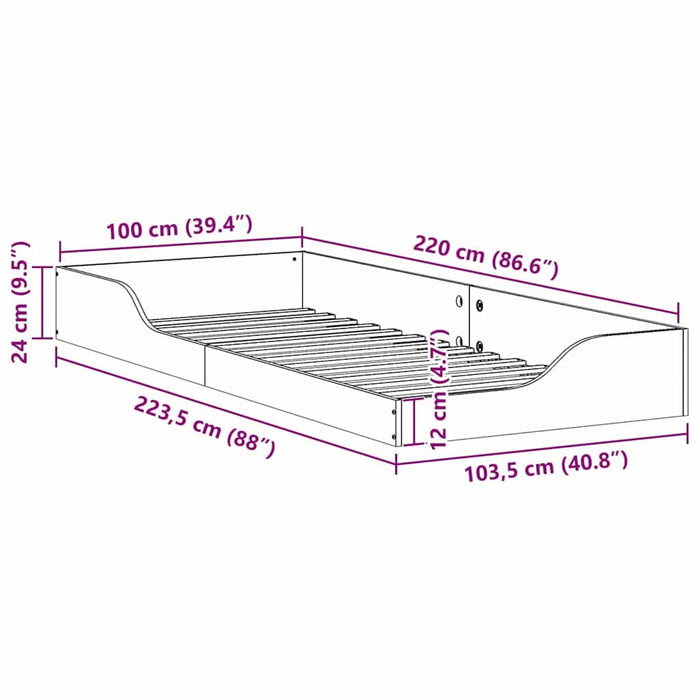 Cadru de pat Alb 100 x 220 cm Lemn de pin masiv - WALTI WALTI