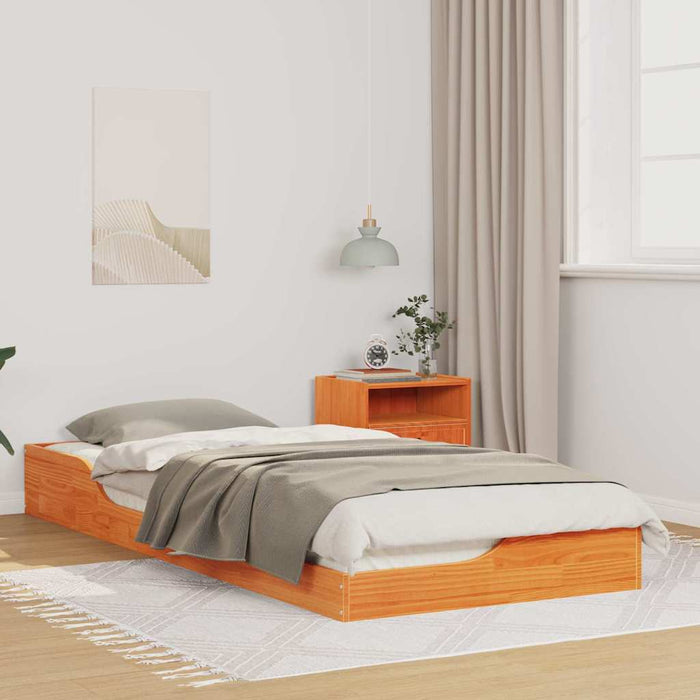 Cadru de pat Maroniu cerat 100 x 220 cm Lemn de pin masiv - WALTI WALTI