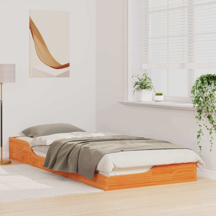 Cadru de pat Maroniu cerat 100 x 220 cm Lemn de pin masiv - WALTI WALTI