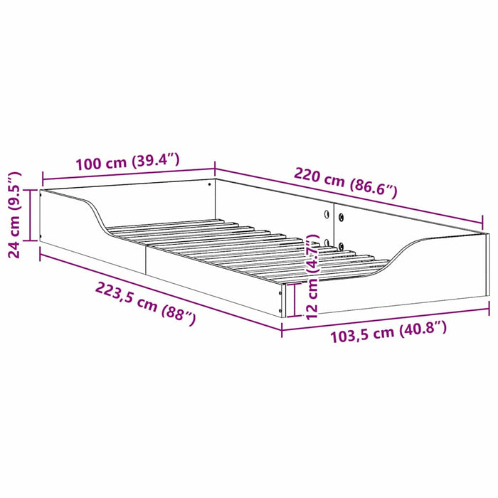 Cadru de pat Maroniu cerat 100 x 220 cm Lemn de pin masiv - WALTI WALTI