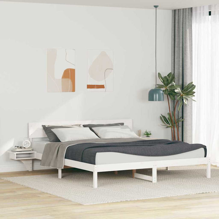 Cadru de pat cu headboard Alb 180 x 200 cm Lemn de pin masiv - WALTI WALTI