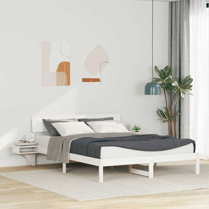 Cadru de pat cu headboard Alb 160 x 200 cm Lemn de pin masiv - WALTI WALTI
