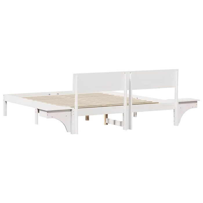 Cadru de pat cu headboard Alb 160 x 200 cm Lemn de pin masiv - WALTI WALTI