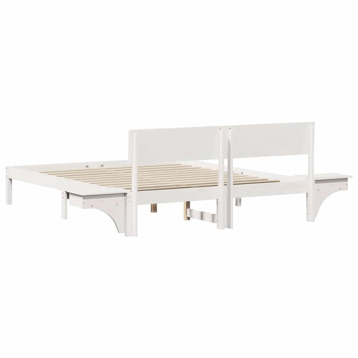 Cadru de pat cu headboard Alb 150 x 200 cm Lemn de pin masiv - WALTI WALTI