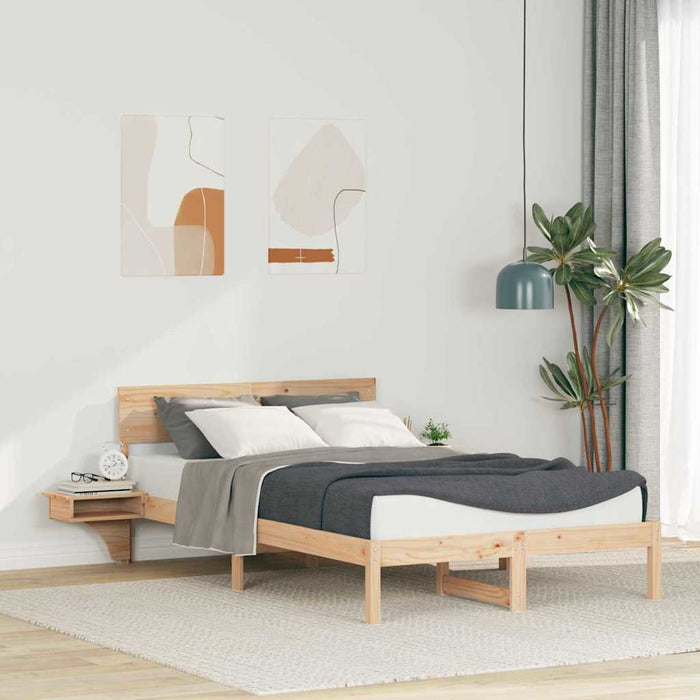 Cadru de pat cu headboard Maro 140 x 200 cm Lemn de pin masiv - WALTI WALTI