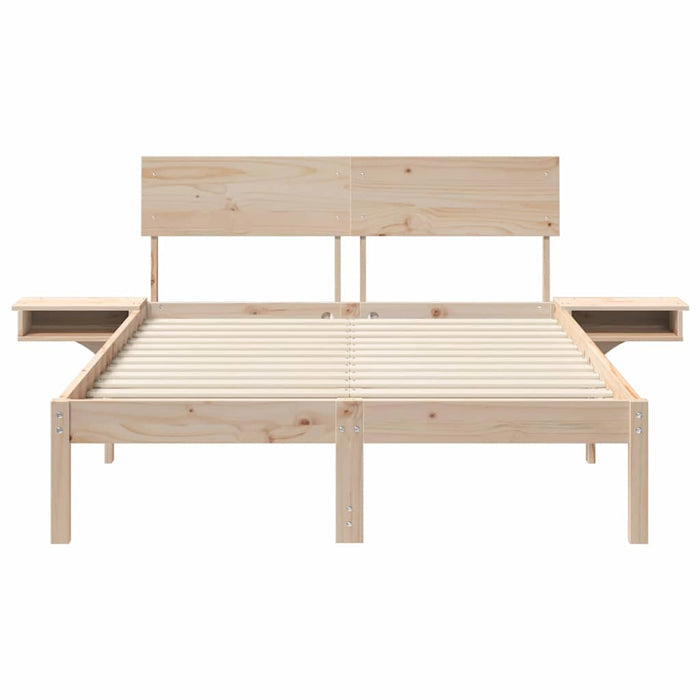 Cadru de pat cu headboard Maro 140 x 190 cm Lemn de pin masiv - WALTI WALTI
