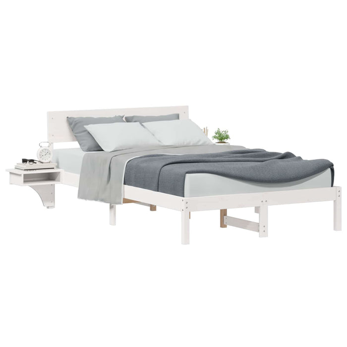 Cadru de pat cu headboard Alb 140 x 190 cm Lemn de pin masiv - WALTI WALTI