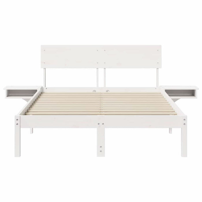 Cadru de pat cu headboard Alb 140 x 190 cm Lemn de pin masiv - WALTI WALTI
