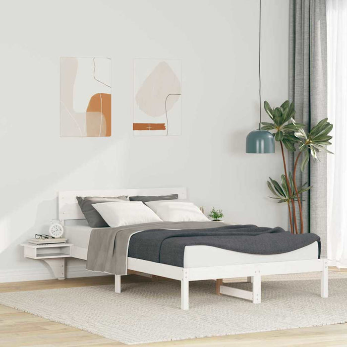Cadru de pat cu headboard Alb 135 x 190 cm Lemn de pin masiv - WALTI WALTI
