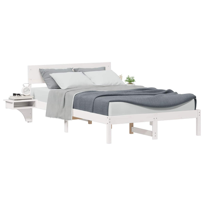 Cadru de pat cu headboard Alb 135 x 190 cm Lemn de pin masiv - WALTI WALTI