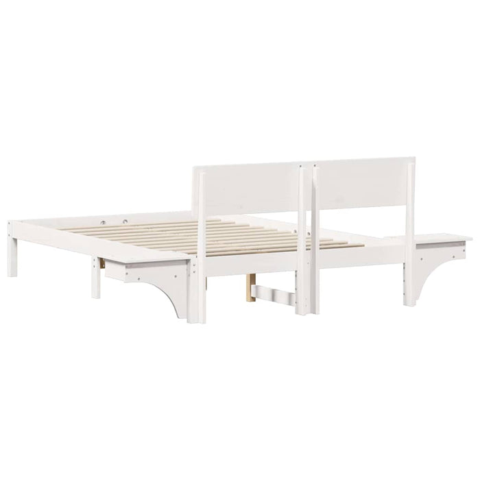 Cadru de pat cu headboard Alb 135 x 190 cm Lemn de pin masiv - WALTI WALTI