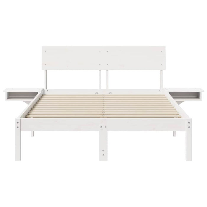 Cadru de pat cu headboard Alb 135 x 190 cm Lemn de pin masiv - WALTI WALTI