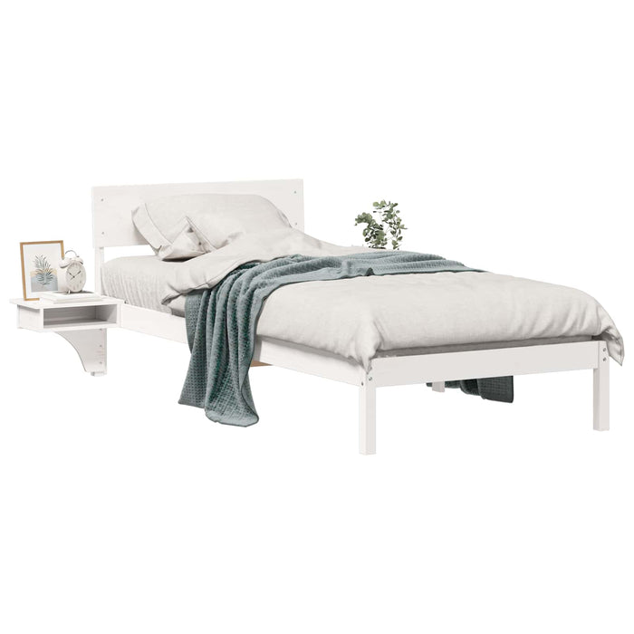 Cadru de pat cu headboard Alb 100 x 200 cm Lemn de pin masiv - WALTI WALTI