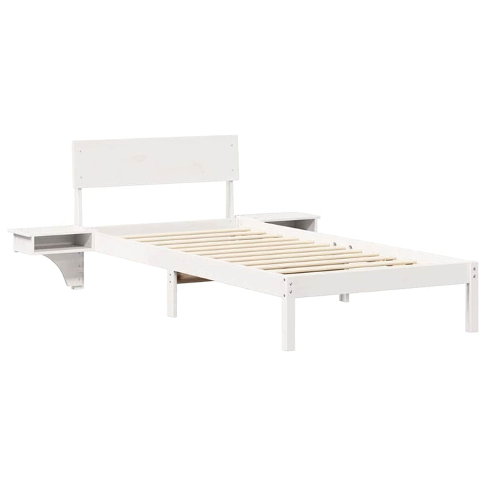 Cadru de pat cu headboard Alb 100 x 200 cm Lemn de pin masiv - WALTI WALTI