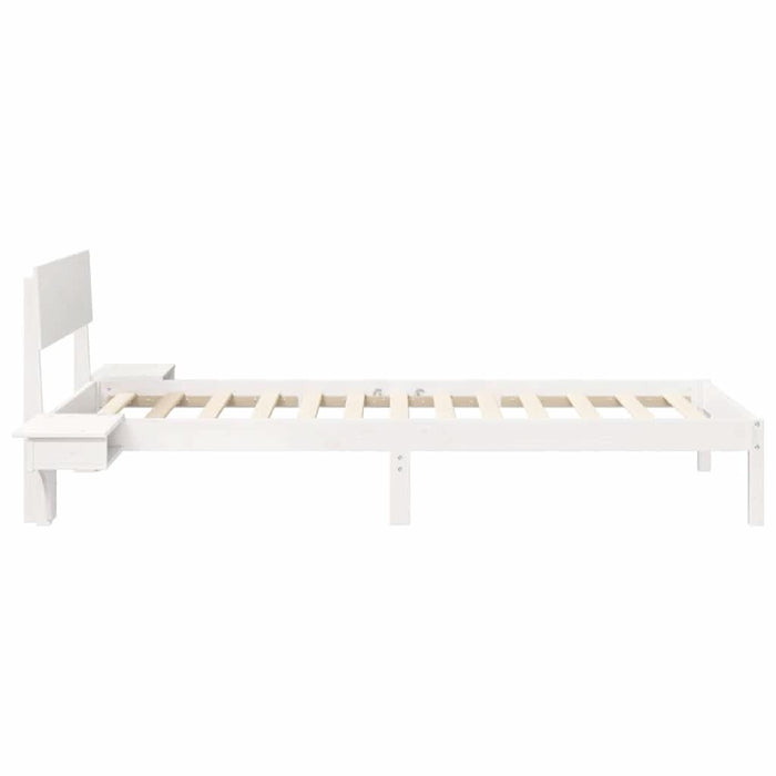 Cadru de pat cu headboard Alb 90 x 200 cm Lemn de pin masiv - WALTI WALTI