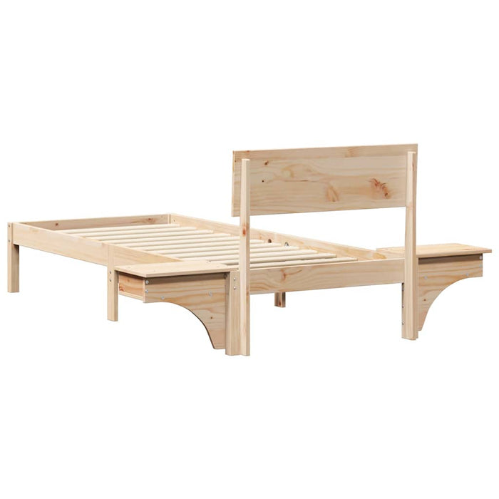 Cadru de pat cu headboard Maro 75 x 190 cm Lemn de pin masiv - WALTI WALTI