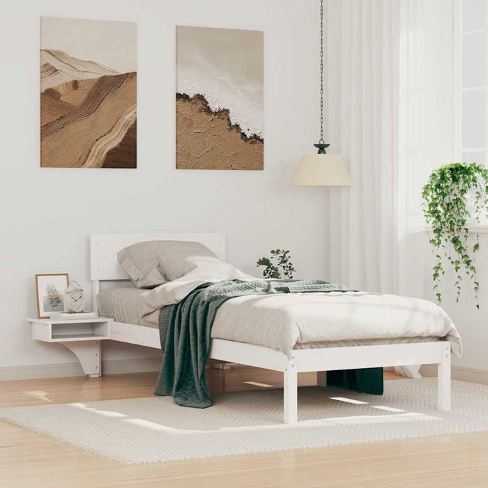 Cadru de pat cu headboard Alb 75 x 190 cm Lemn de pin masiv - WALTI WALTI