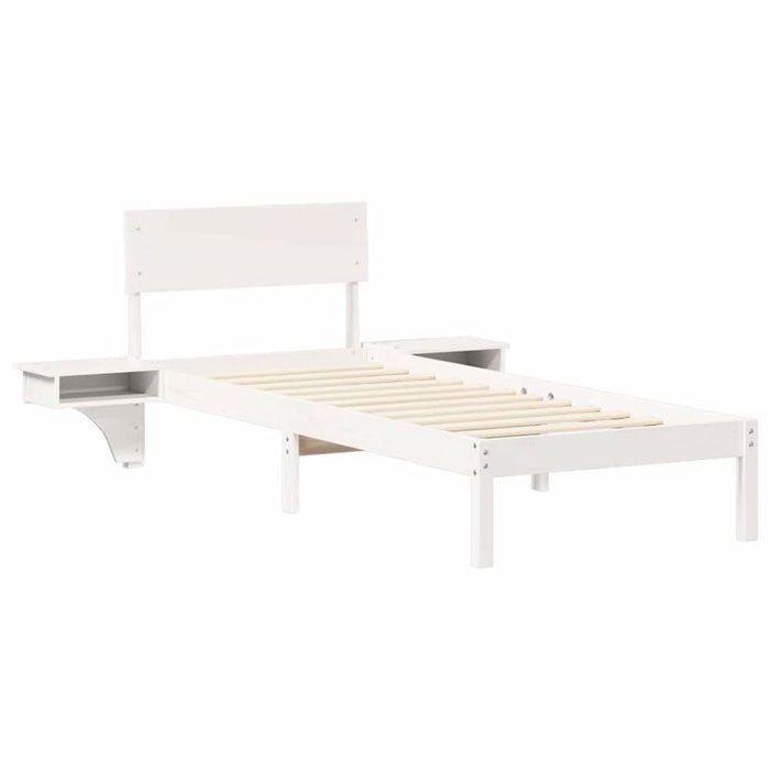 Cadru de pat cu headboard Alb 75 x 190 cm Lemn de pin masiv - WALTI WALTI