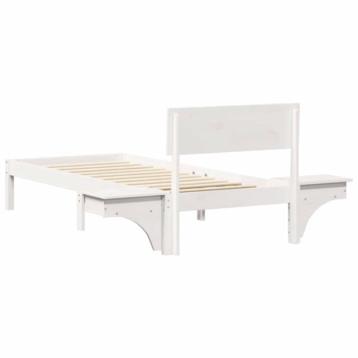 Cadru de pat cu headboard Alb 75 x 190 cm Lemn de pin masiv - WALTI WALTI