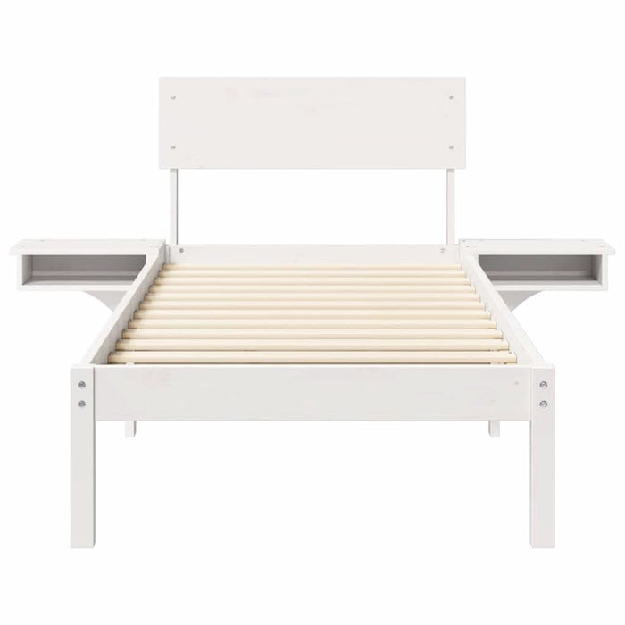 Cadru de pat cu headboard Alb 75 x 190 cm Lemn de pin masiv - WALTI WALTI