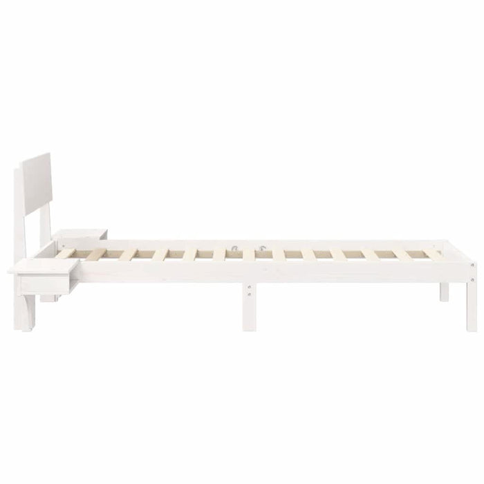 Cadru de pat cu headboard Alb 75 x 190 cm Lemn de pin masiv - WALTI WALTI