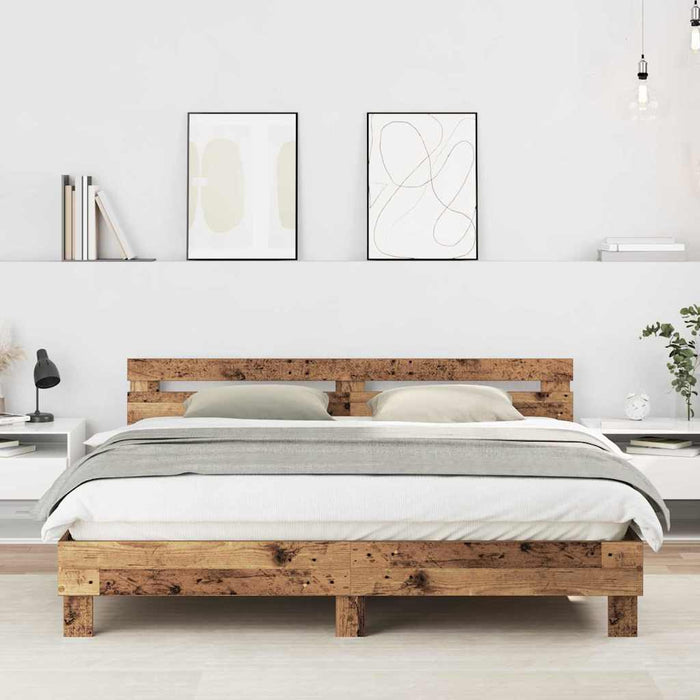 Cadru de pat Lemn vechi 203 x 185 x 70 cm Lemn compozit - WALTI WALTI