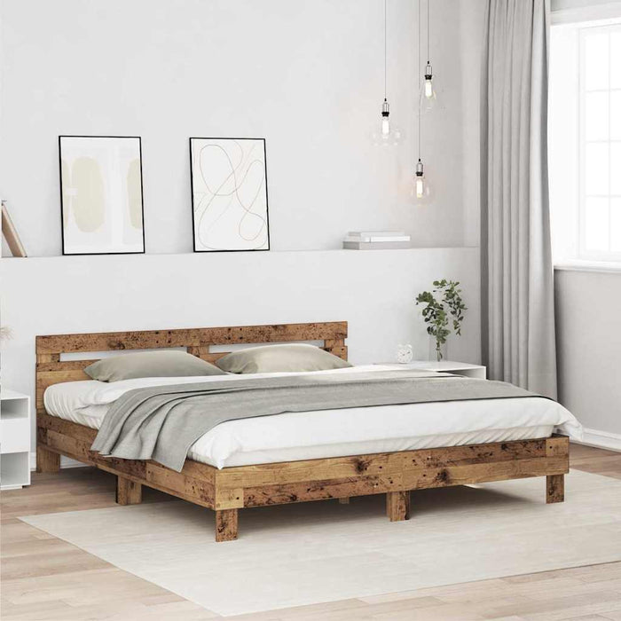 Cadru de pat Lemn vechi 203 x 185 x 70 cm Lemn compozit - WALTI WALTI