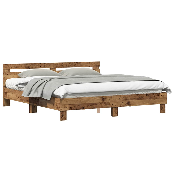 Cadru de pat Lemn vechi 203 x 185 x 70 cm Lemn compozit - WALTI WALTI