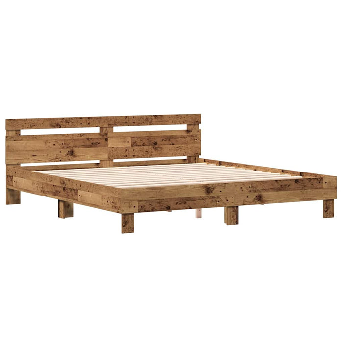 Cadru de pat Lemn vechi 203 x 185 x 70 cm Lemn compozit - WALTI WALTI