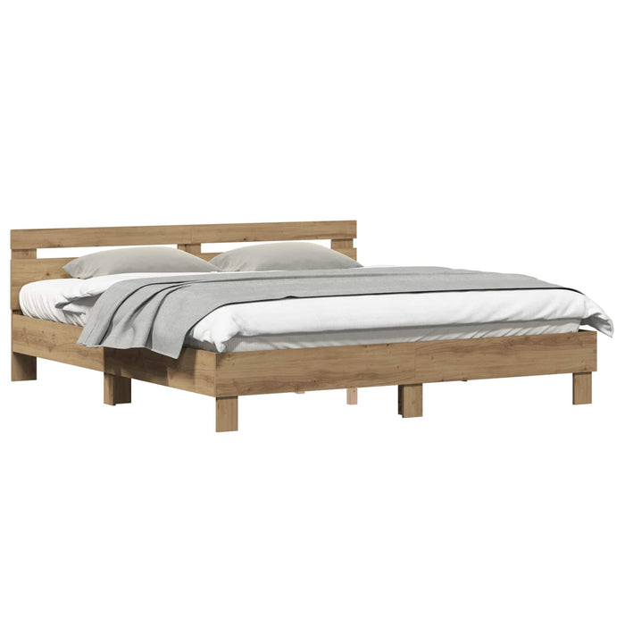 Cadru de pat Stejar Artizanal 203 x 185 x 70 cm Lemn compozit - WALTI WALTI