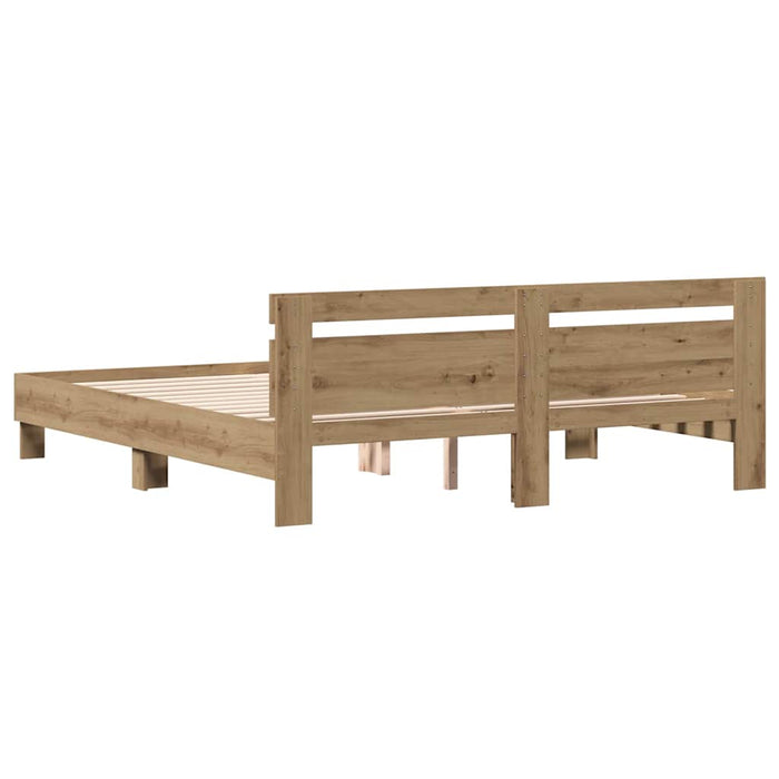 Cadru de pat Stejar Artizanal 203 x 185 x 70 cm Lemn compozit - WALTI WALTI