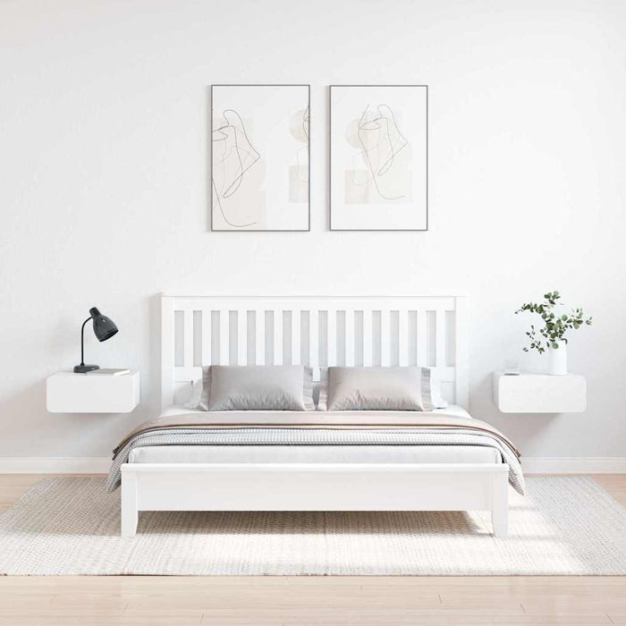 Noptieră 2 pcs Alb 39 x 34 x 16,5 cm Lemn masiv de pin - WALTI WALTI