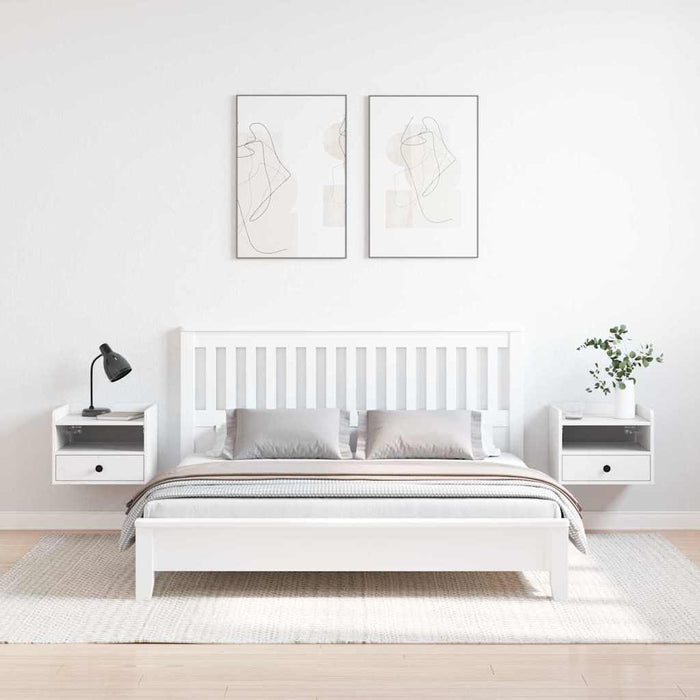 Noptieră 2 pcs Alb 38 x 36 x 29,5 cm Lemn masiv de pin - WALTI WALTI