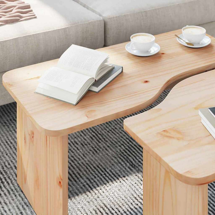 Masă de cafea 2 pcs natural Lemn masiv de pin - WALTI WALTI