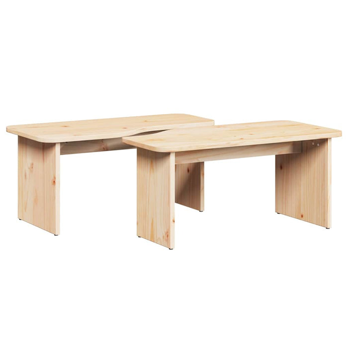 Masă de cafea 2 pcs natural Lemn masiv de pin - WALTI WALTI