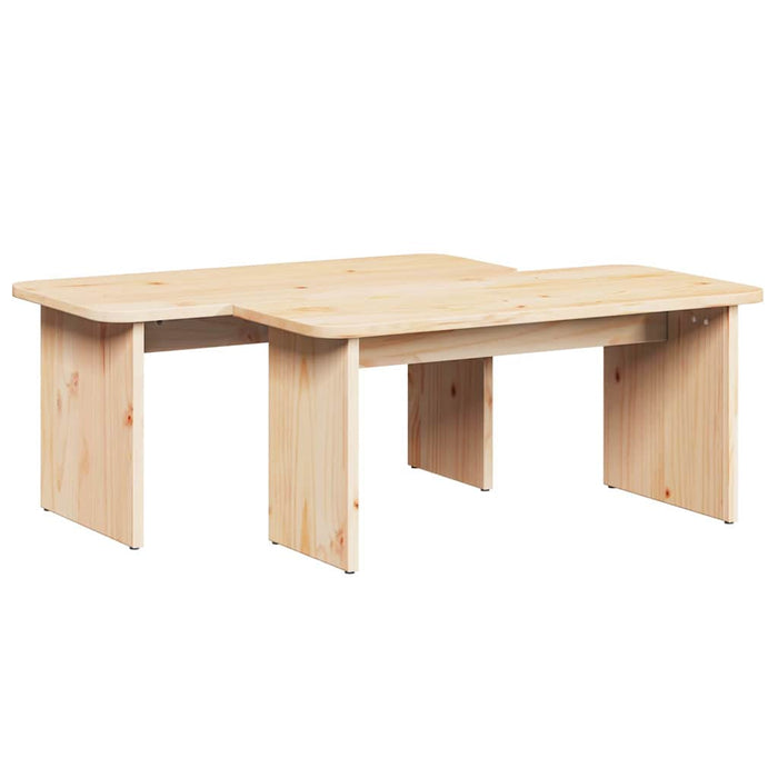 Masă de cafea 2 pcs natural Lemn masiv de pin - WALTI WALTI