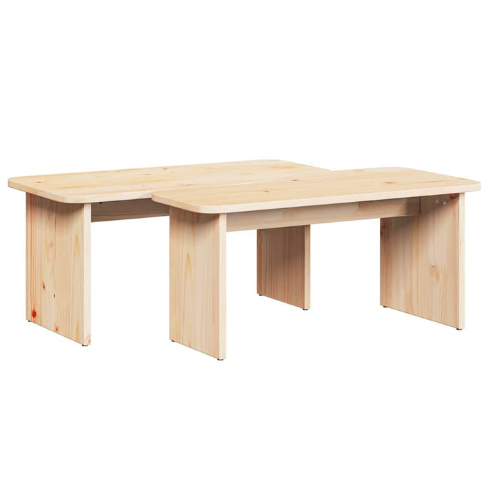Masă de cafea 2 pcs natural Lemn masiv de pin - WALTI WALTI
