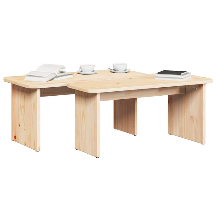 Masă de cafea 2 pcs natural Lemn masiv de pin - WALTI WALTI