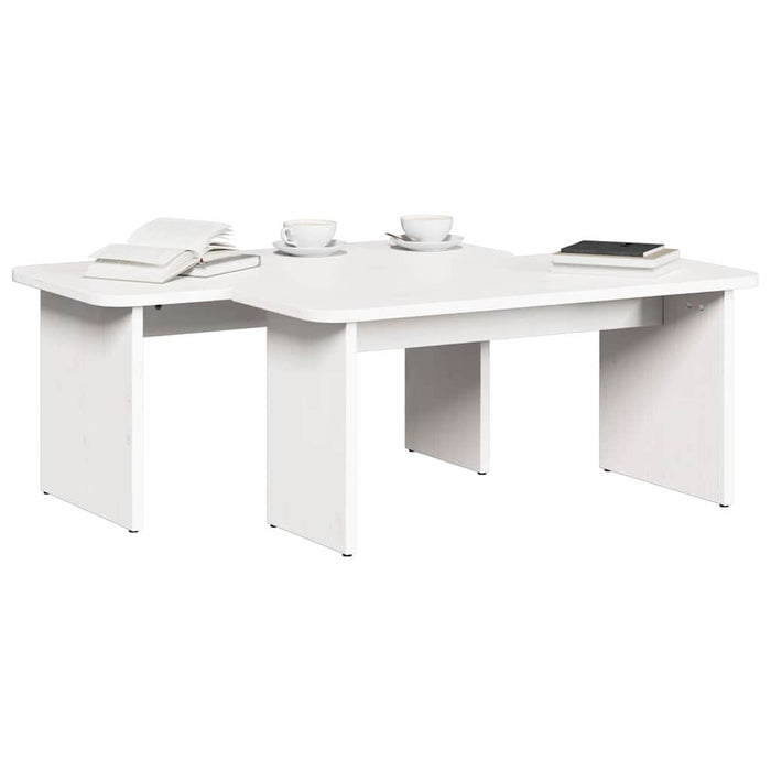 Masă de cafea 2 pcs Alb Lemn masiv de pin - WALTI WALTI