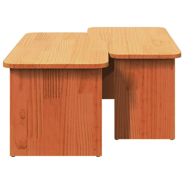 Masă de cafea 2 pcs Maroniu cerat Lemn masiv de pin - WALTI WALTI