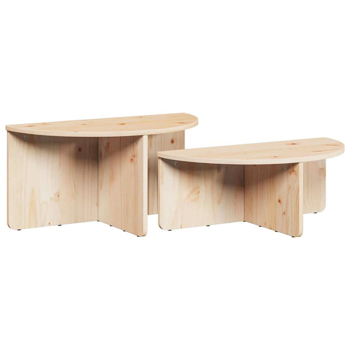 Masă de cafea 2 pcs natural Lemn masiv de pin - WALTI WALTI