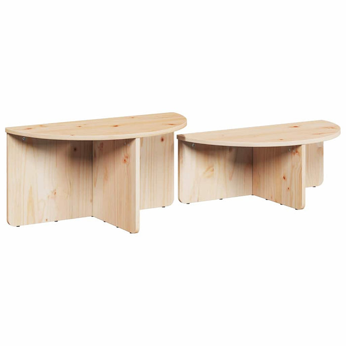 Masă de cafea 2 pcs natural Lemn masiv de pin - WALTI WALTI