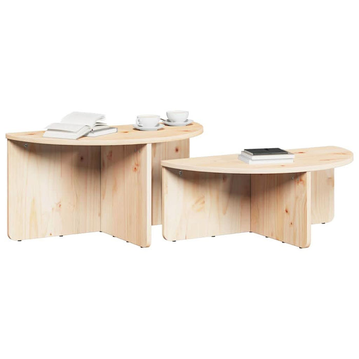 Masă de cafea 2 pcs natural Lemn masiv de pin - WALTI WALTI