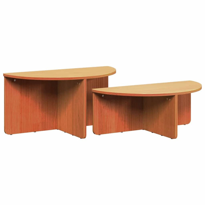 Masă de cafea 2 pcs Maroniu cerat Lemn masiv de pin - WALTI WALTI