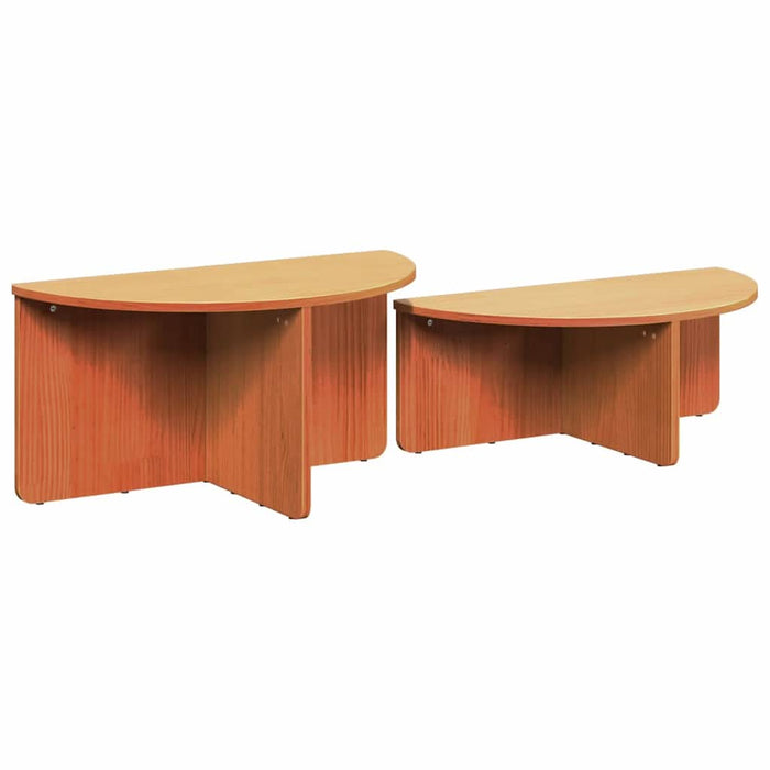 Masă de cafea 2 pcs Maroniu cerat Lemn masiv de pin - WALTI WALTI