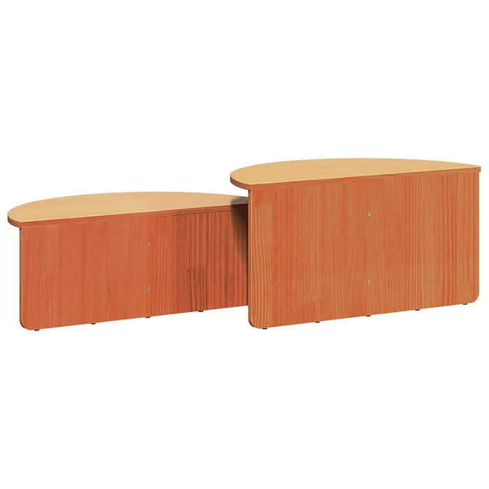 Masă de cafea 2 pcs Maroniu cerat Lemn masiv de pin - WALTI WALTI