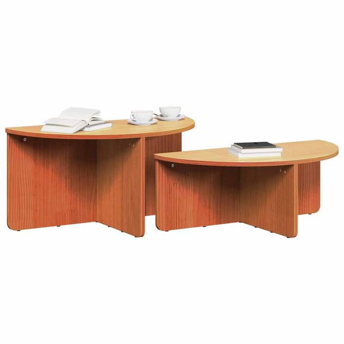 Masă de cafea 2 pcs Maroniu cerat Lemn masiv de pin - WALTI WALTI