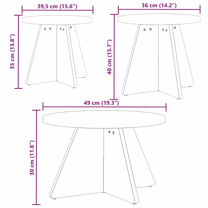 Masă de cafea 3 pcs Alb - WALTI WALTI