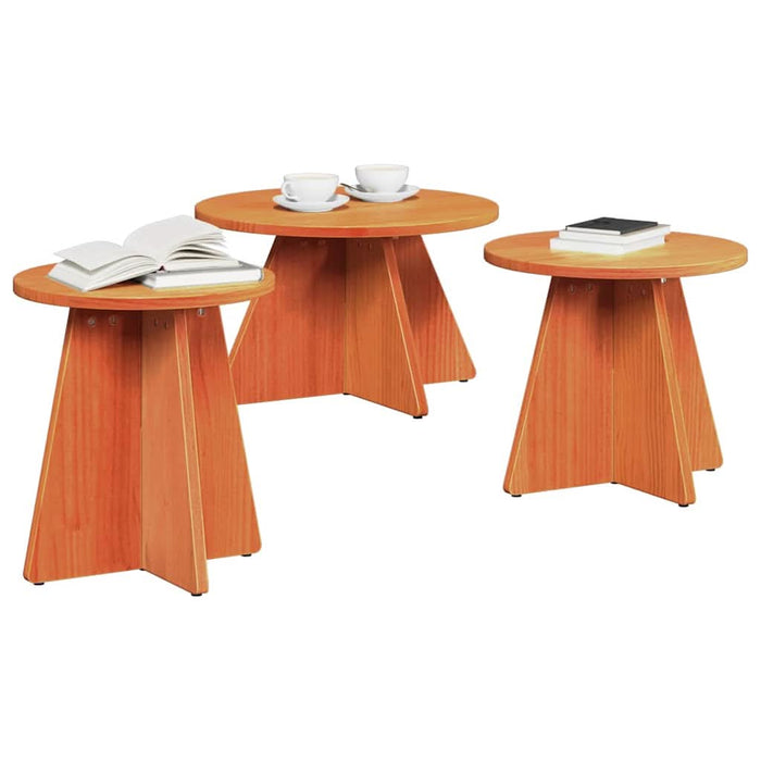 Masă de cafea 3 pcs Maroniu cerat - WALTI WALTI