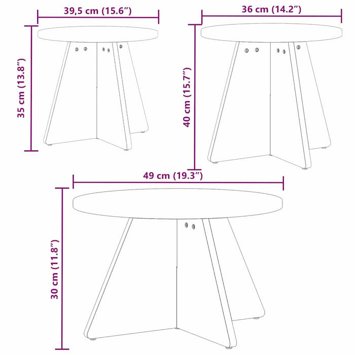 Masă de cafea 3 pcs Maroniu cerat - WALTI WALTI